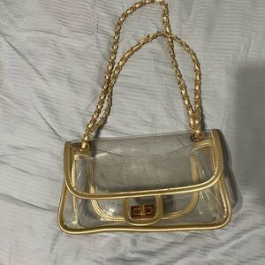 Classic Style Gold-Trimmed Women's clear plastic Bag